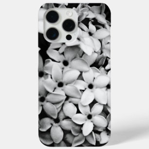 Coque iPhone 15 Pro Max fleurs noires et blanches