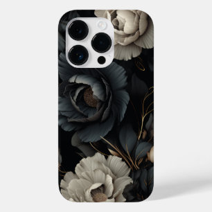 Coque Pour iPhone 14 Pro Fleurs noires et blanches