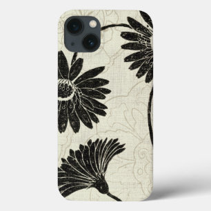 Etui iPhone 13 Fleurs noires et blanches
