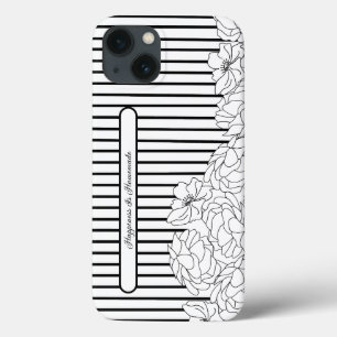 Case-Mate iPhone Case Fleurs noires et blanches avec bandes