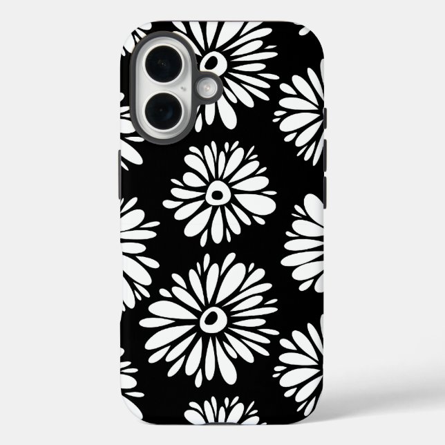 Coques Case-Mate iPhone Fleurs noires et blanches funky (Verso)