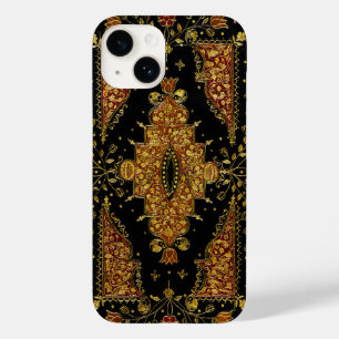 Coque Pour iPhone 14 Fleurs noires et dorées tombées