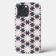 Fleurs noires et points roses Motif