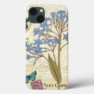 iPhone 13 Case Fleurs, papillons, et collage d'oiseau