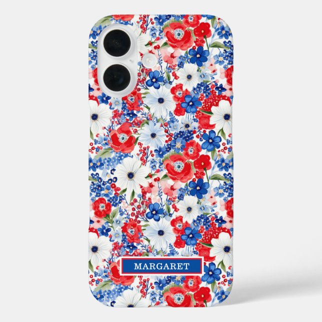 Coques Case-Mate iPhone Fleurs Patriotiques Monogrammées (Verso)