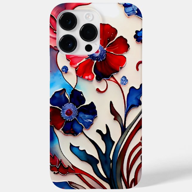 COQUES Case-Mate iPhone FLEURS PATRIOTIQUES ROUGE BLANC BLEU POPPY (Verso)