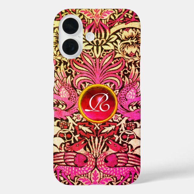 COQUES Case-Mate iPhone FLEURS, PEACOCKS ET DRAGONS GEM STONE MONOGRAM (Verso)