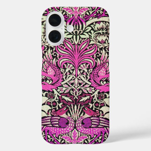 Coques Case-Mate iPhone FLEURS, PEACOCKS ET DRAGONS Rose violet blanc (Verso)