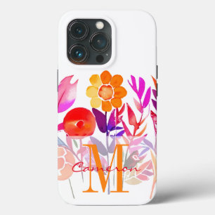Case-Mate iPhone Case Fleurs personnalisées avec monogramme et nom