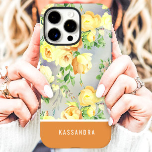 Coques iPhone 16 Pro Max Fleurs personnalisées jaune et moutarde 