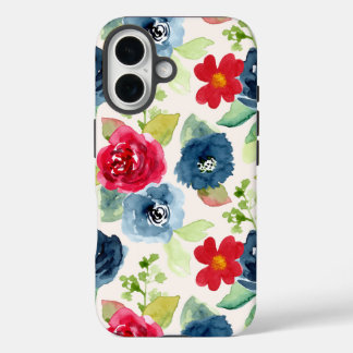 Coque Pour iPhone 16 Fleurs plumes imprimées