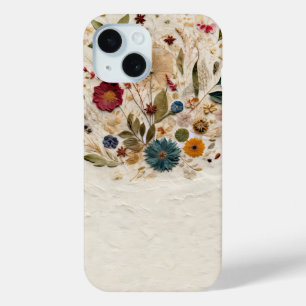 Coque Pour iPhone 15 Fleurs pressées de jardin fantaisiste bohème 