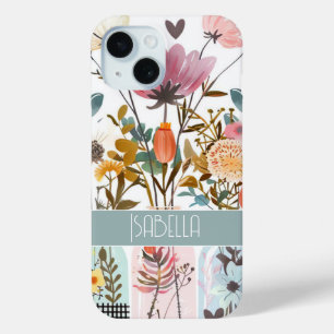 Coque Pour iPhone 15 Fleurs printanières dans Mason Jar Design avec nom
