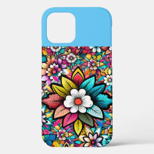 Case-Mate iPhone Case Fleurs Retro Colorées Bleu Rose Blanc