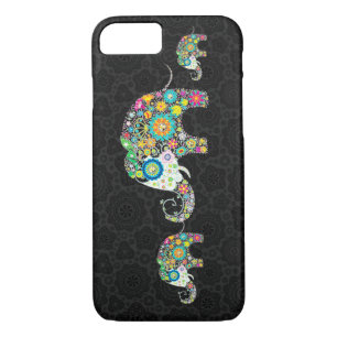 Coque Case-Mate Pour iPhone Fleurs rétro colorées Elephant Famille