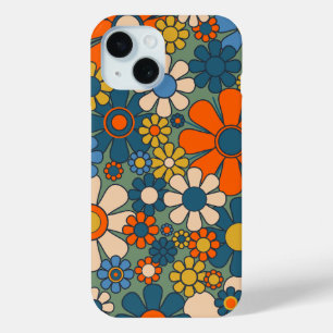 Coque Pour iPhone 15 Fleurs rétro Super Multicolor 60s les années 70 Fl