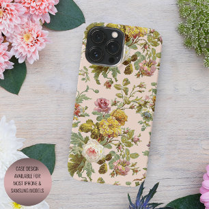 Case-Mate iPhone Case Fleurs rose jaune blush chic motif feuillage