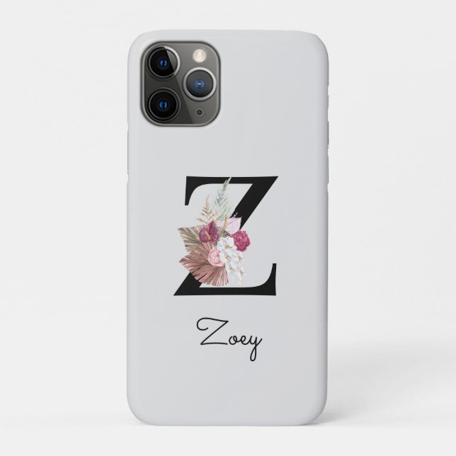 Coques Case-Mate iPhone Fleurs roses avec initiale Z brodée (Dos)