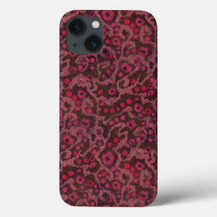 iPhone 13 Coque Fleurs roses, Courbes bleues abstrait motif floral