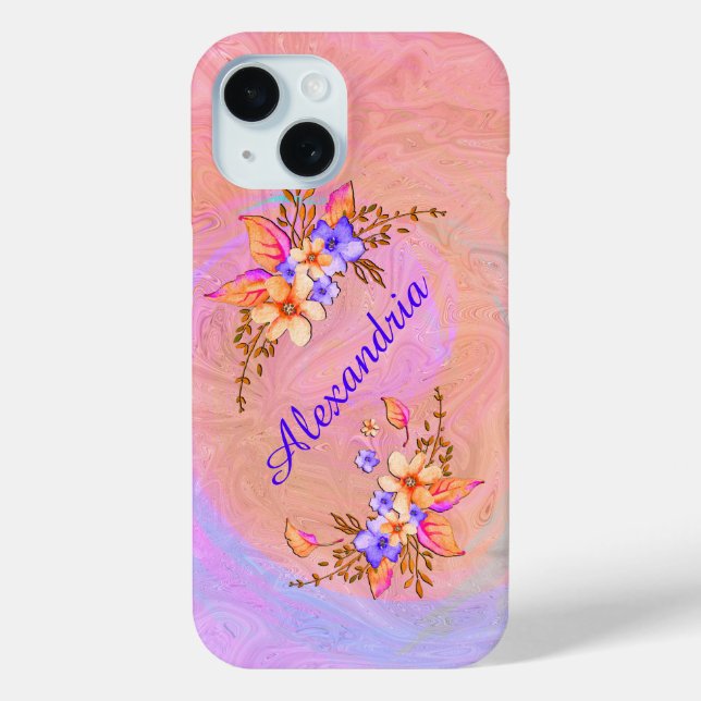 Coques Case-Mate iPhone Fleurs roses du jardin Floral Aquarelle Personnali (Verso)