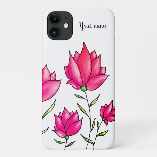Coques Case-Mate iPhone Fleurs roses Elégant Nom Floral (Dos)