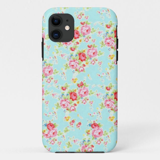 Coques Case-Mate iPhone Fleurs roses minables bleues de roses floraux (Dos)