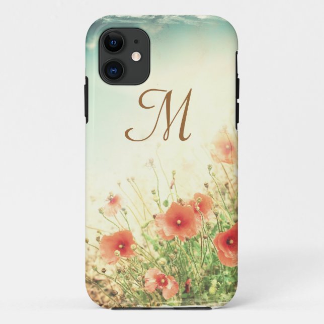 Coques Case-Mate iPhone Fleurs roses sauvages dans le champ Monogramme IPH (Dos)