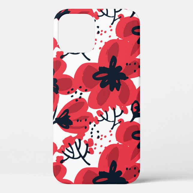 Coques Case-Mate iPhone Fleurs rouges Abstraites dessinées à la main sans  (Verso)