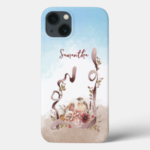 Case-Mate iPhone Case Fleurs sauvages d'automne Oiseaux Nom personnalisé