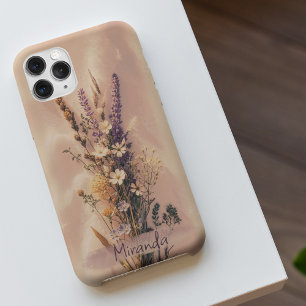 Coque Pour iPhone 16 Fleurs sauvages esthétiques vintages Nom personnal