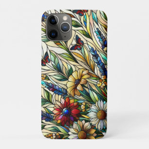Case-Mate iPhone Case Fleurs sauvages et papillons de design en verre