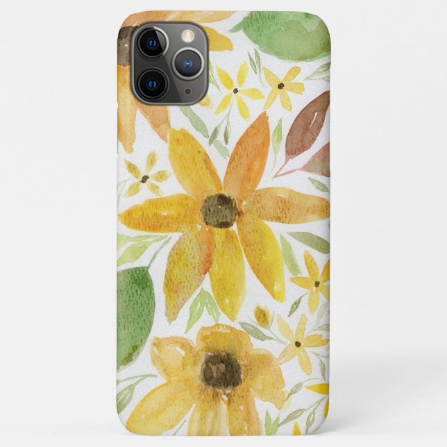 Coques Case-Mate iPhone Fleurs sauvages jaunes et tournesols en aquarelle (Dos)