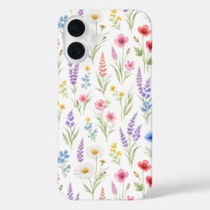 Coque Pour iPhone 16 Fleurs sauvages pastel lavande rose