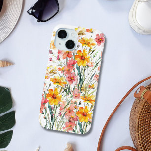 Coque Pour iPhone 15 Fleurs sauvages roses jaunes Floral iPhone 15 14 1