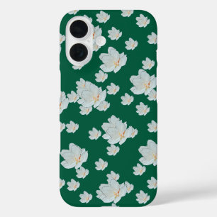 Coque Pour iPhone 16 Fleurs sur vert