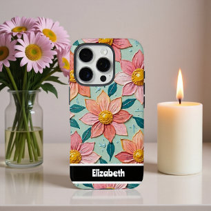 Coques iPhone 16 Pro Fleurs texturées personnalisables Couverture télép