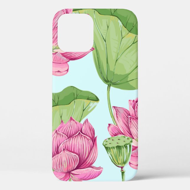 Coques Case-Mate iPhone Fleurs tropicales, feuilles, lotus roses, nénuphar (Verso)