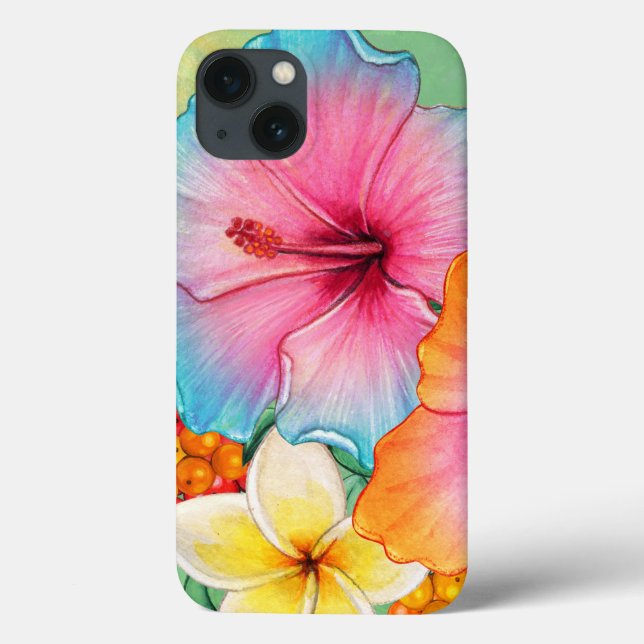Coques Case-Mate iPhone Fleurs tropicales Hibiscus Plumeria (Verso)