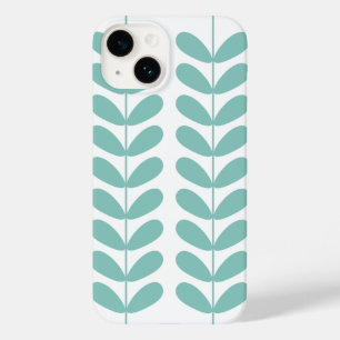 Coque Pour iPhone 14 Fleurs Turquoise Rétro Mi-Siècle Moderne