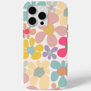 Coque iPhone 15 Pro Max Fleurs Vagues Pastel Retro