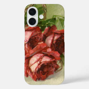 Coques iPhone 16 Fleurs victoriennes vintages, Roses rouges