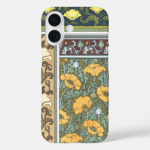 Coques iPhone 16 Fleurs vintages florales Art Nouveau Pavot