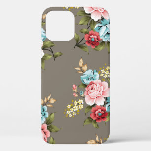 Case-Mate iPhone Case Fleurs vintages roses et bleues avec vert et crème