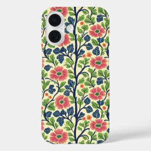 Coque Pour iPhone 16 Fleurs vintages roses et florales Feuillage vert