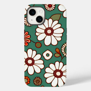 Coque Pour iPhone 14 Fleurs vintages sur un Arrière - plan vert