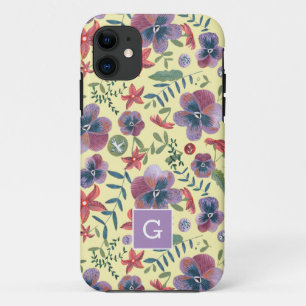 Case-Mate iPhone Case Fleurs Violets fleuris tout-imprimé monogramme Cas