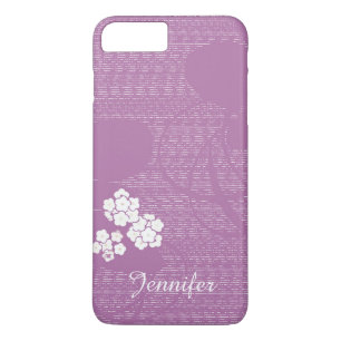 Coques Pour iPhone Fleurs violettes et blanches Floral avec nom perso