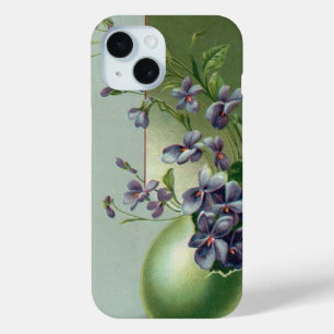 Coque Pour iPhone 15 Fleurs violettes fleuries vintage dans un œuf de P