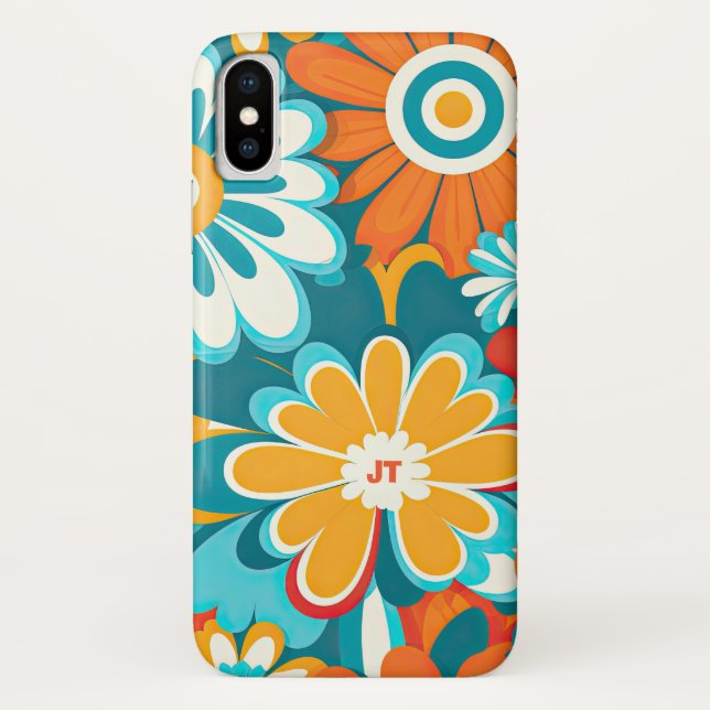 Coques Case-Mate iPhone Fleurs vives et colorées Rétro des années 70  (Dos)