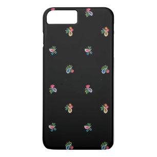 Coque iPhone 8 Plus/7 Plus Fleurs vives, Feuilles et Paisleys Noir
